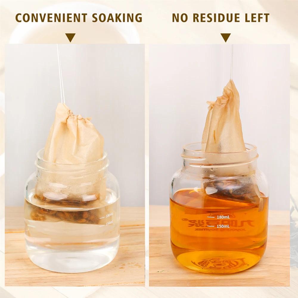 300/100Pcs Disposable TeaBags with String Household Filter Bag for Coffee Foot Bath Natural Wood Pulp Paper Spice Filters Teabag