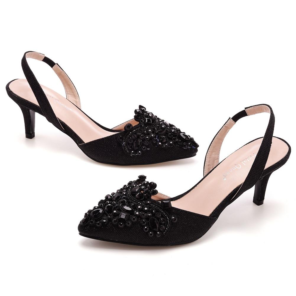 6 Cm Shallow Tip Sandals Color-changing Cloth Thin Heels Large Size Banquet Sandals for Women Size 42 Size 43 High Heels Sandals