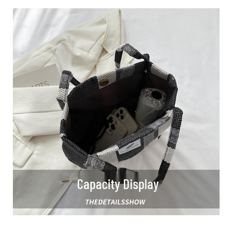 2023 Striped Canvas Tote Bag: Casual, Large Capacity, Autumn Fashion, Shoulder & Handheld