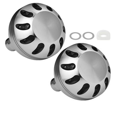 APAGAI Power Handle Aluminum Round 38mm for Shimano A and Daiwa S Spinning Reels of Silver and Knob, Knob, Round, (Set 2, Black)