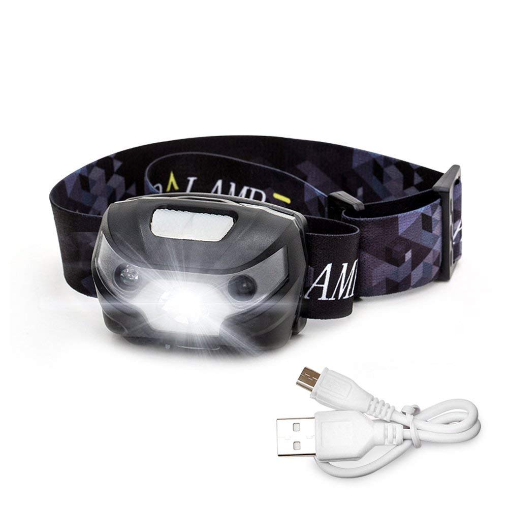 Bright LED Headlamp with 5 USB Perfect for and Outdoor Activities Modes, Waterproof, Lightweight, Rechargeable, Camping, Fishing, Hiking,