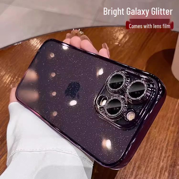 Compatible Glitter Lens Film Phone Case for Apple 17 Pro Max & 16 Pro with Electroplated TPU Full Coverage & Drop Protection
