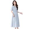 Summer New Fashion Design Sense Simple Skirt Loose Drawstring Waist Thin Short Sleeve Pure Cotton Dress Women