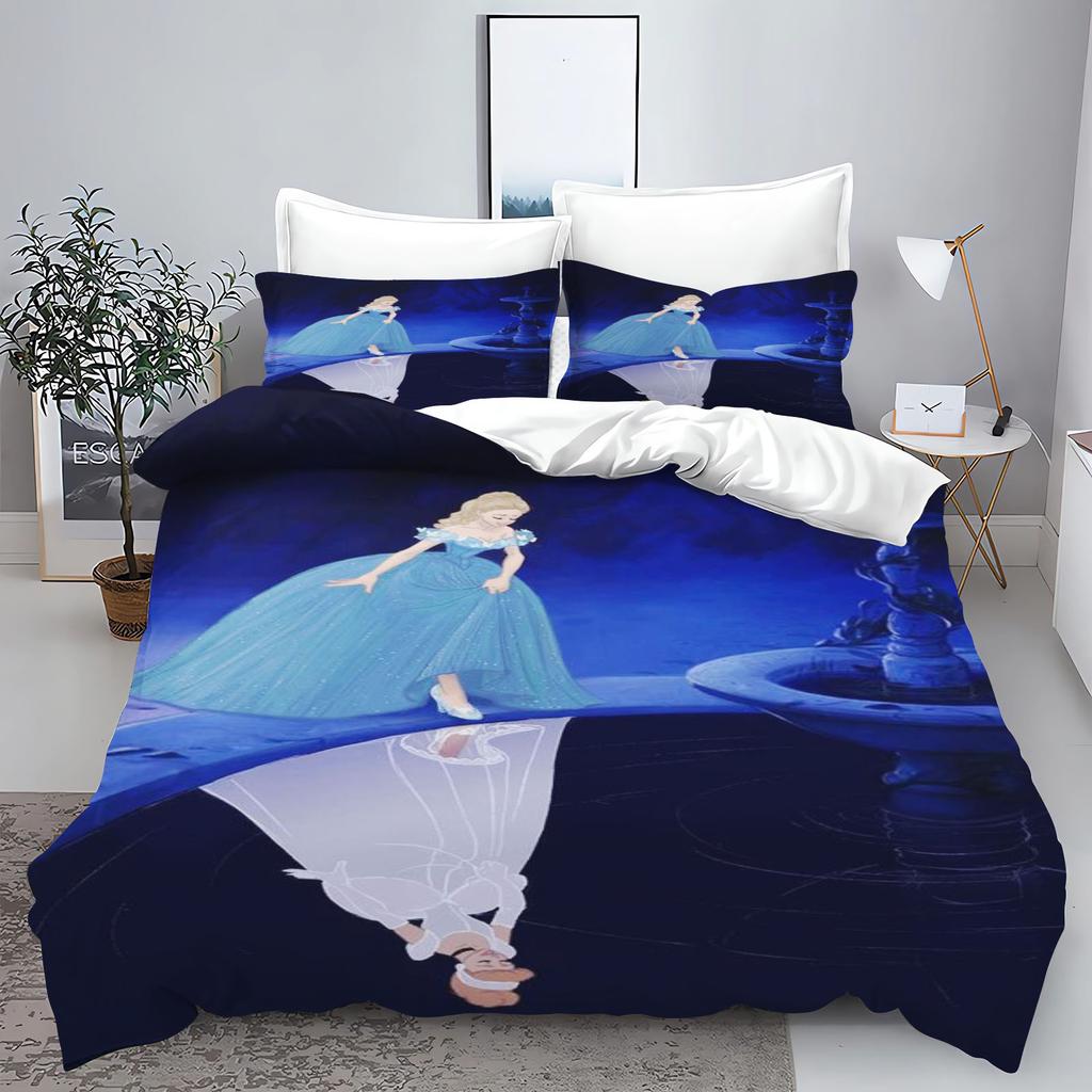 Serie Principesse Set Camera da Letto 3 Pezzi Set Copripiumino Biancheria da Letto 3D Biancheria da Letto per Bambini Set Piumoni Queen Twin Casa Anime