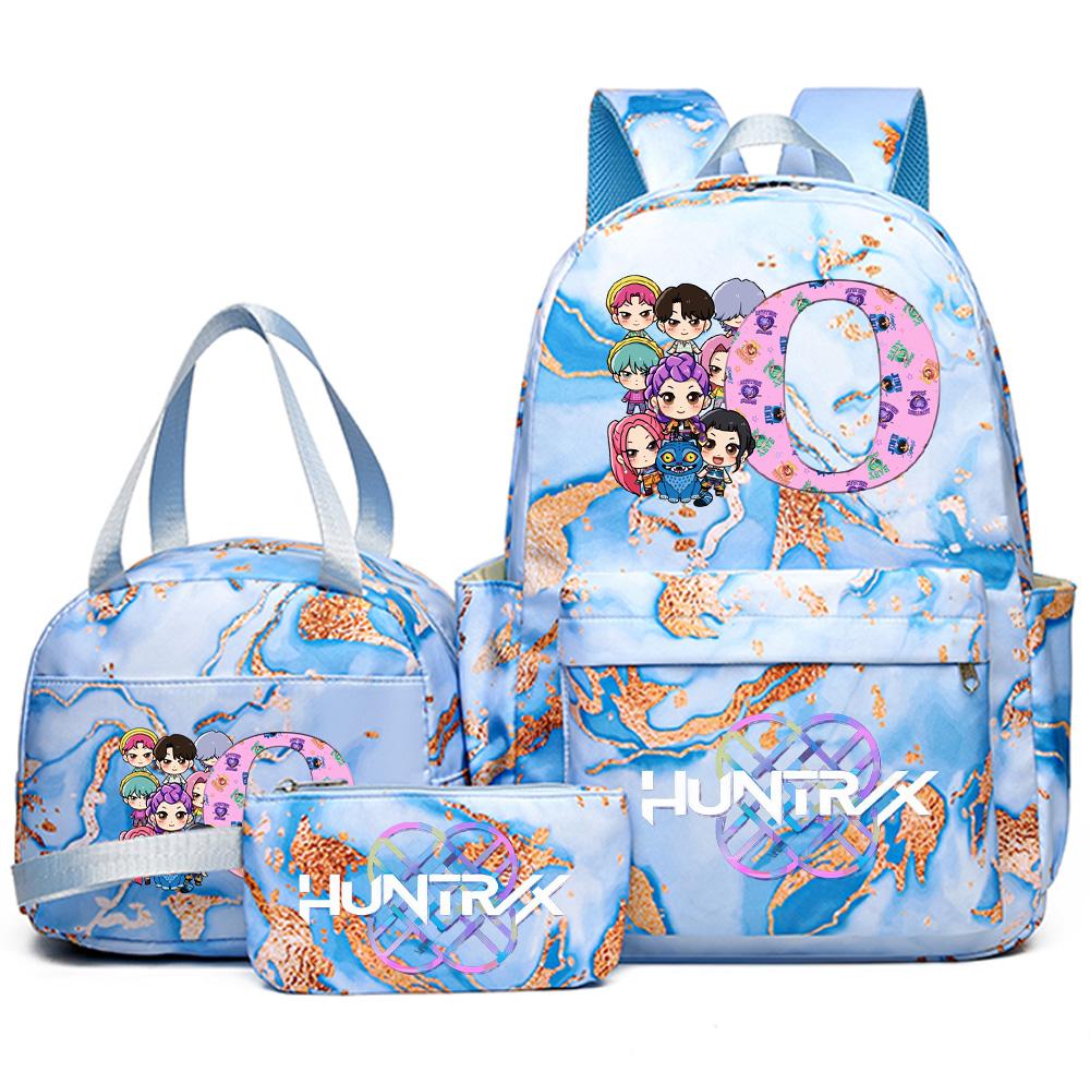 3Pcs/set 26 English Letter K-pop Printed Backpack Handbag Pencil Case for Teenager Student Girl Boy Bookbag Schoolbag Women Large Capacity Travel Bag