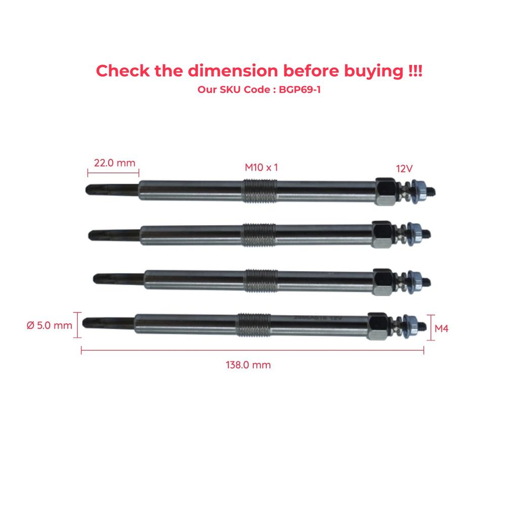 EGP69-1 4 Pieces Heater Glow Plugs 12 Volt for Perkins 2666A016 1103 1104 1106