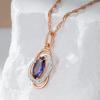 Unusual Shiny Purple Natural Zircon Pendant Necklace For Women Luxury  Rose Gold Color Wedding Party Daily Fine Jewelry