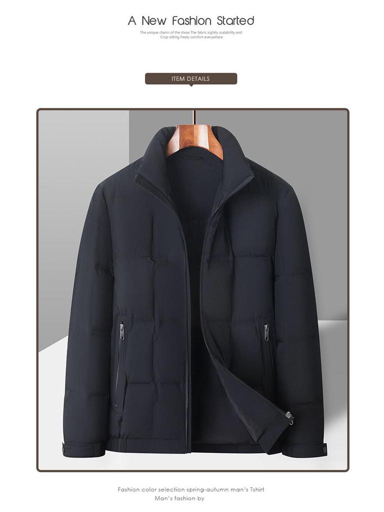 Men's Fashionable Stand-up Collar Down Jacket - 2025 Autumn/Winter Collection, Warm & Casual for Middle-aged & Young Adults.