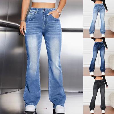 Dammode Jeans Byxor Passform Jeans Stretch Denim Byxor Med Fickor Byxor Jeans För Kvinnor