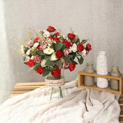 Artificial Flowers Silk Rose Festival Wedding  Bouquet Home Room Arrangement Vase Window Sill Photography Props Arch Stage Props
