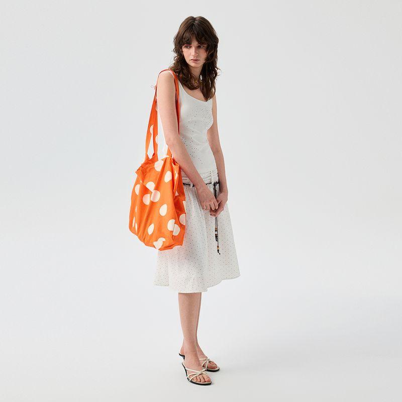 

Damaskeen Summer Vacation Casual Polka Dot Canvas Bag Orange color