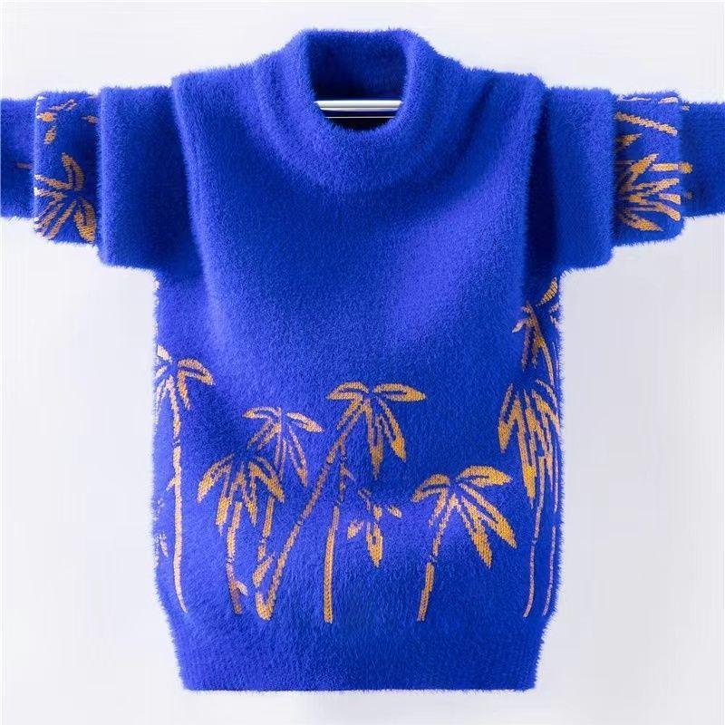 

Зимний теплый утолщенный флисовый пуловер для детей, вязаный свитер из искусственной норки 160 синий