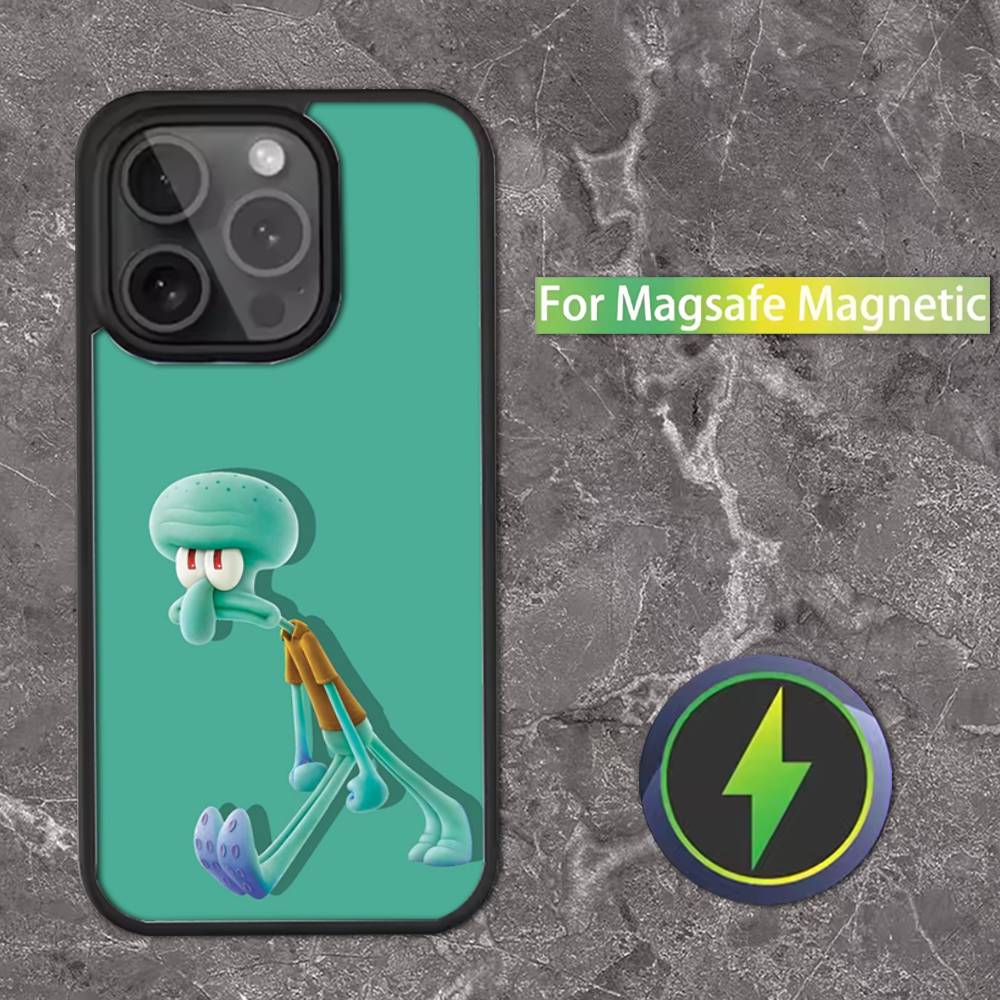 Squidward Tentacles Phone Case For iPhone 16,15,14,13,12,11,Pro,Max,Plus,Mini,SE Magsafe Magnetic Wireless Charging