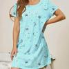 2024 Spring-Summer Casual Women's Printed Round Neck Pajama Dress