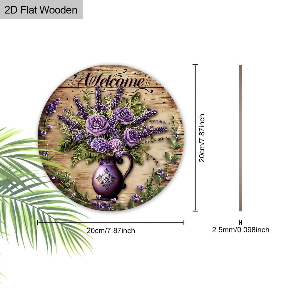 Wooden Lavender Rose Welcome Sign - Charming Home Decor, Perfect for Door, Wall, Home, Room, Farmhouse, Street, Shop, Garage, Bar, Garden, and