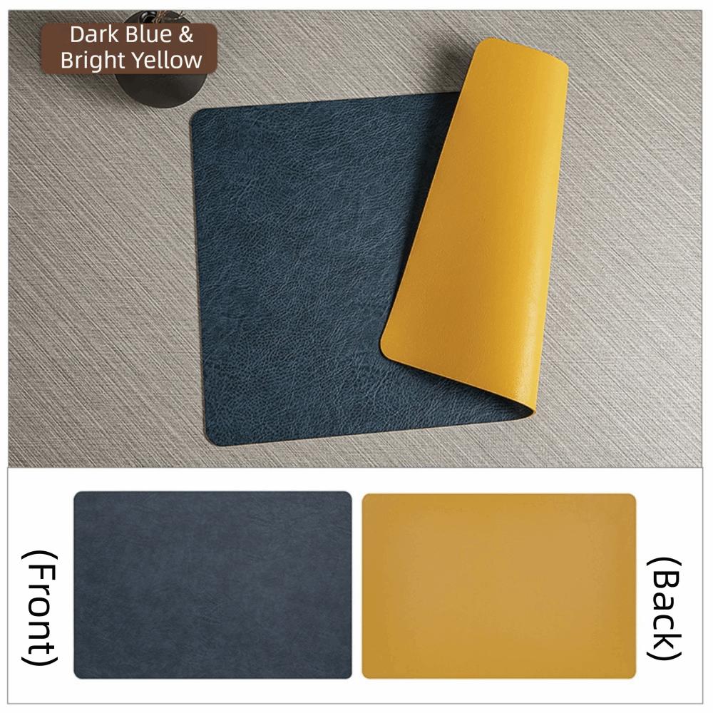 Faux Leather Table Placemats Double-Sides Square Dining Table Mat Waterproof Heat Resistant Table Place Mats For Kitchen Dining