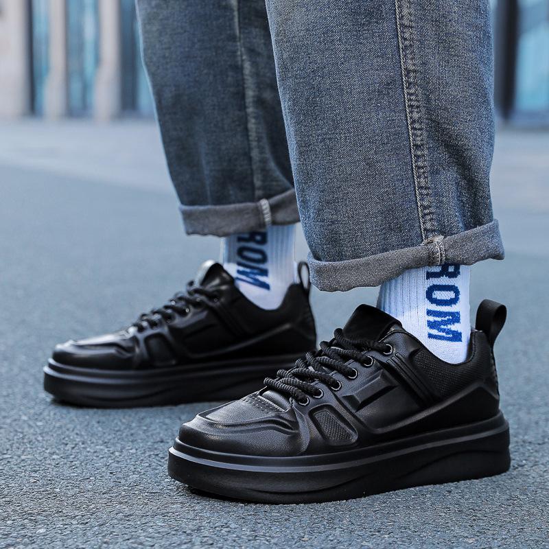 Men's and women's fashion trend white shoes leather board shoes men's bread shoes versatile casual shoes men's height-increasing casual shoes