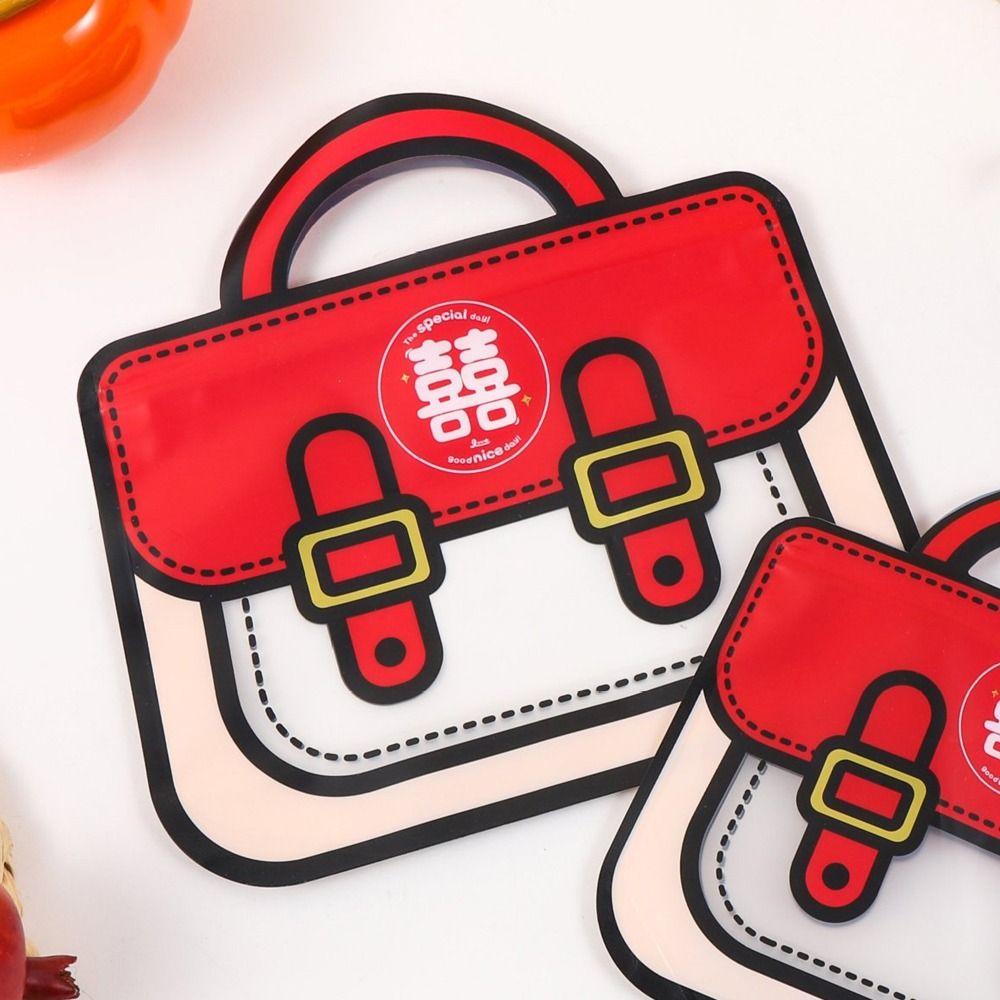 10pcs Cute Wedding Zipper Bag Plastic Candy Bag School Bags Shape Gift Bag  Holiday Party Decor