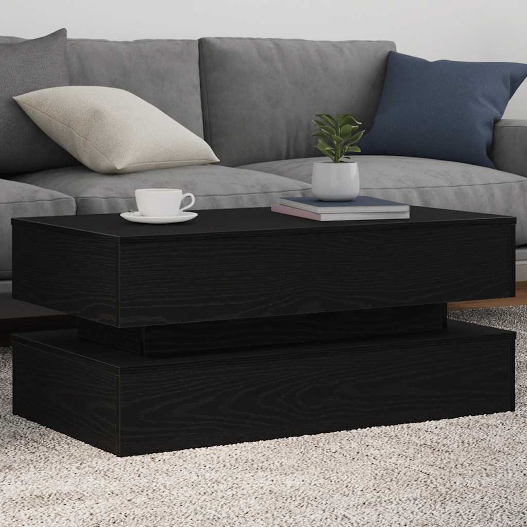 LED Coffee Table In Black Oak Look 90 X 50 X 40 Cm