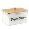 Clear Dryer Sheet Holder Container with Bamboo Lid for Laundry Room Decor Organization and Storage, Clean Dryer Sheet Detergent