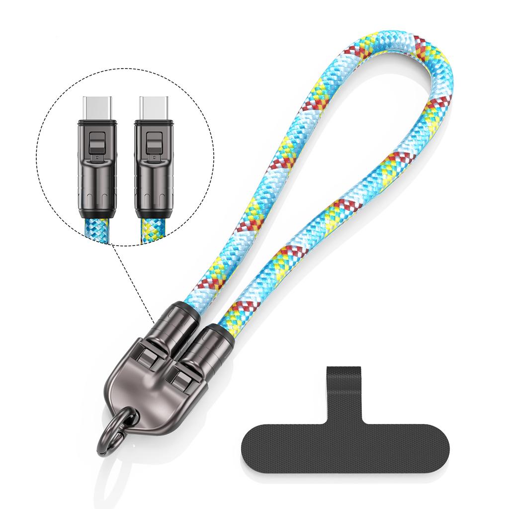 30CM 240W USB C Cable Braided Aluminum Phone Lanyard Type C To Type C Cable Fast Charging USB Cable