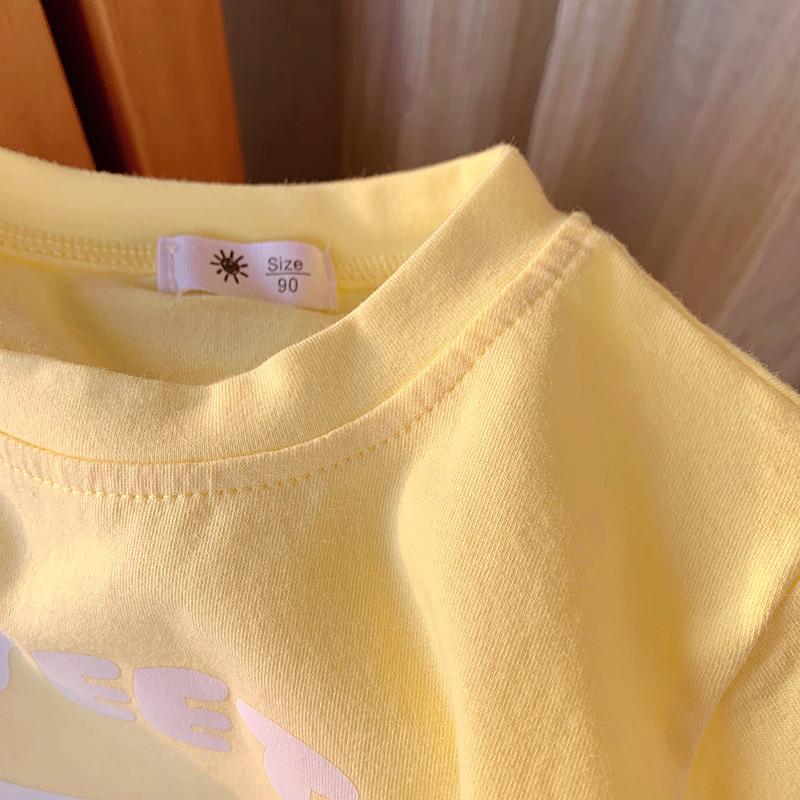 Girls' Casual T-shirt - Summer Children's Cute Pure Cotton Round-neck Top