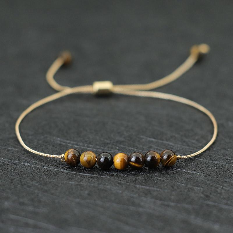 

New Novel 4mm Bead Bracelet Unisex Adjustable Chakra Braclet Obsidian Tiger Eyes Stone Braslet Bohemia Couple Chain Brazalete