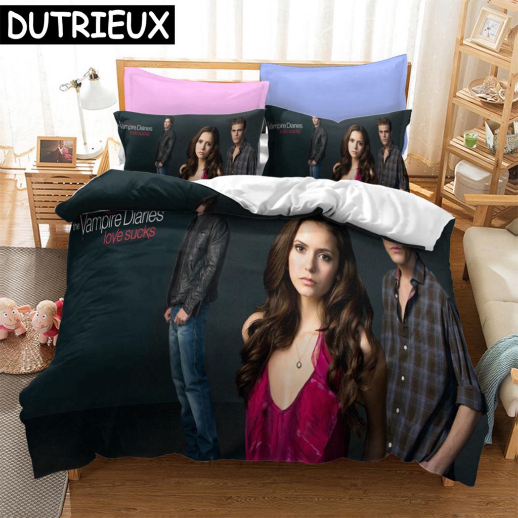 The Vampire Diaries Print Bettwäsche-Set 3D Charakter Bettbezug-Set Mit Kissenbezug Einzelbett Doppelbett Queen King Bettwäsche 02