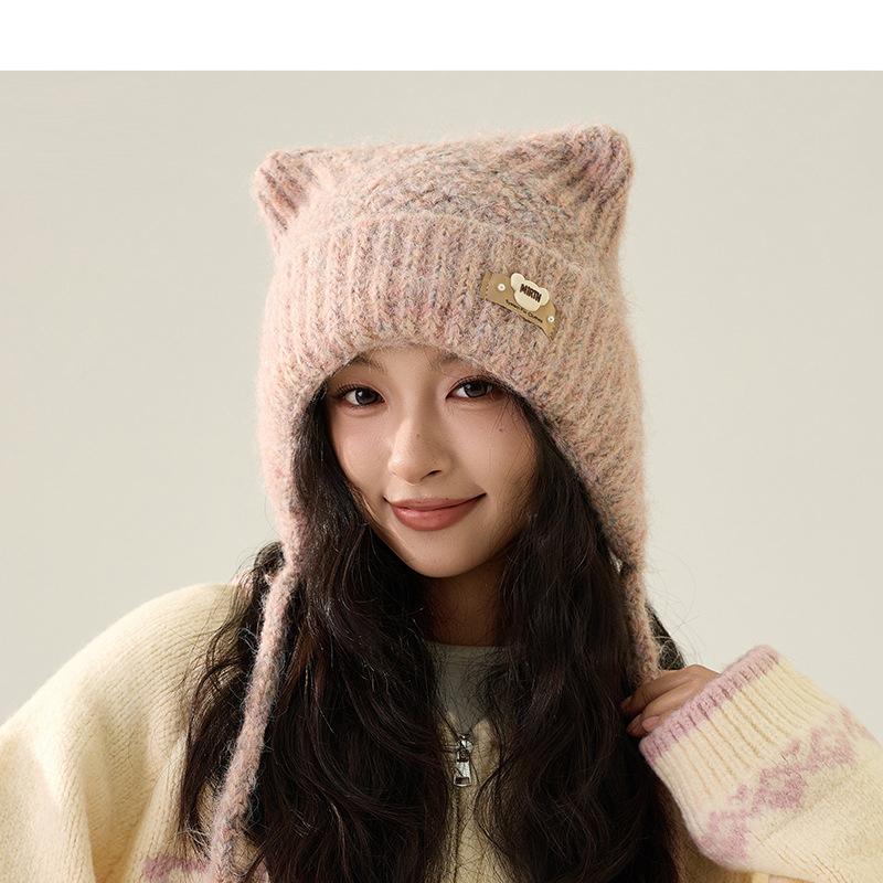 Knitted Hat Autumn Winter Cartoon Bear Wool Hat Women's Winter Warm Hat