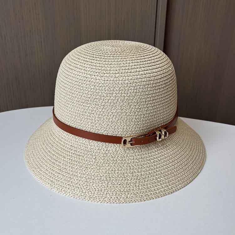 Vacation Wind Belt Buckle Small Edge Beach Hat Ladies Casual Sun Hat British Fashion UV Protection Straw Hat