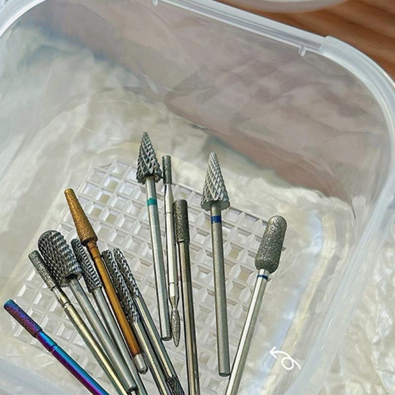 Sterilizer Box for Nail Tools Nail Art Drill Bits Cleaning Box Nail Tool Disinfectant Box Nail Supplies Manicure Tools