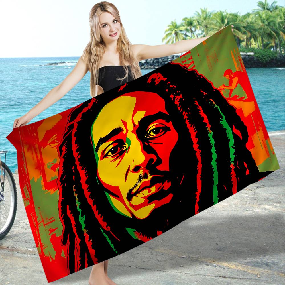 Bob Marley Rasta Löwe Mikrofaser Bedrucktes Strandtuch Bergsteigen Yoga Strand Schwimmen Laufen Saugfähiges Weiches Handtuch