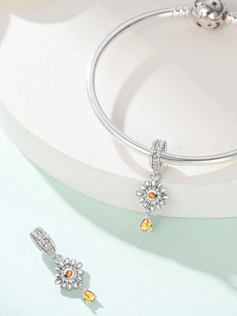 Charms Plata Copper Colors Daisy Cactus Flower Beads Charm Pendant For Original Bracelet For Women Diy Jewelry Love Gift