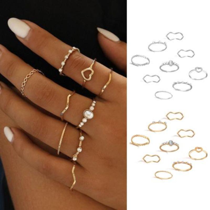 9 pezzi/set anello da dito squisito da donna semplice anello creativo vintage set per