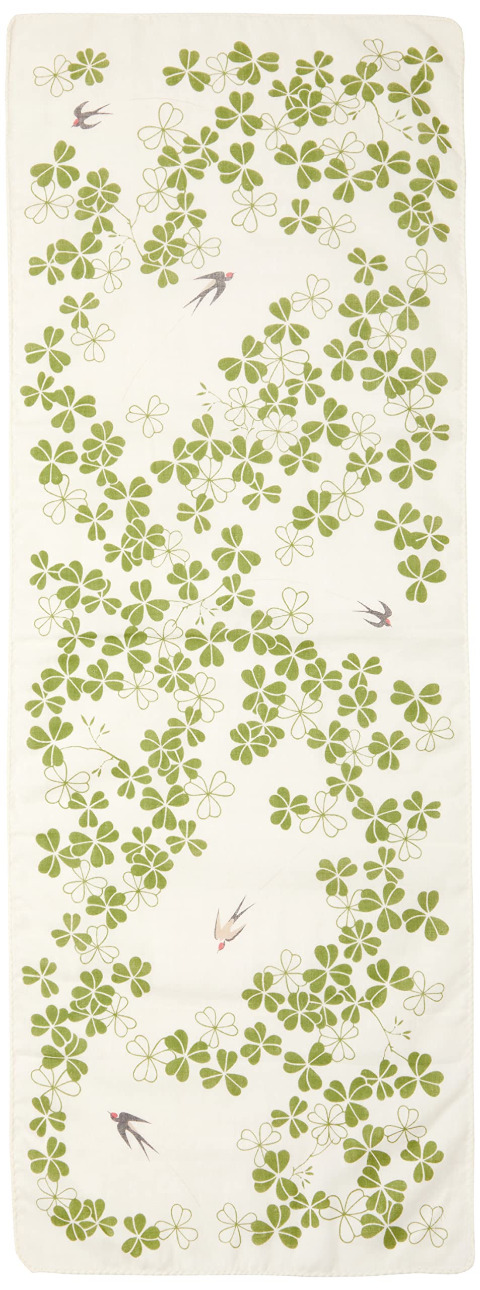 Yamamoto Jin Shoten Fukukoi Fluffy Double Gauze Tenugui Hand Swallows and Clover 32 x 89 cm (Japanese Towel) Design, Approx.