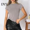 Lightweight Tee Women Summer Shirt Round Neck Short Sleeve Top Pullover Tops Slim Fit Solid Color T-shirt Streetwear Spring