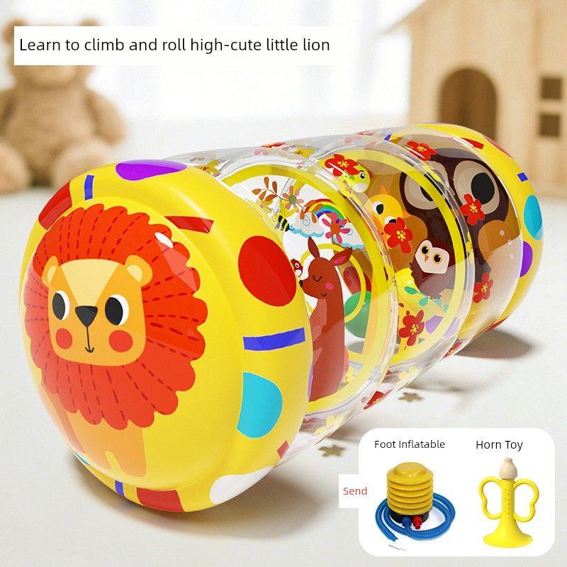 

Детский надувной ролик для лазания с колокольчиком, игрушка для малышей 0-1 года, руководство для младенцев и детей 6-8 месяцев, раннее детское образование, тренировка [Two Pack] MengMeng Lion + Horn Toy + Foot Pumper