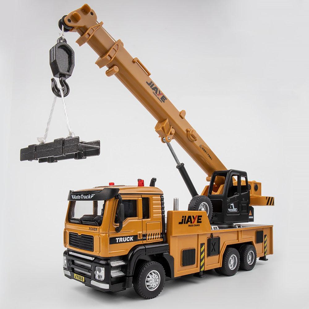 1:50 Scale Crane Sweeper Truck Toy Models Metal Diecast Sound Light Pull Back Engineering Vehicle for Children Educational Toys