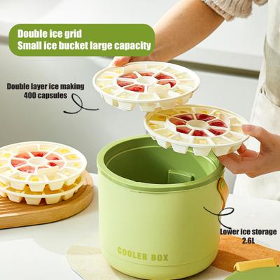Yousheng Ice Bucket Ice Cube Tray with Lid & Bin Efficient Ice Making Mold for Freezer Easy Release Reusable Ice Cube Maker for Drinks Coffee