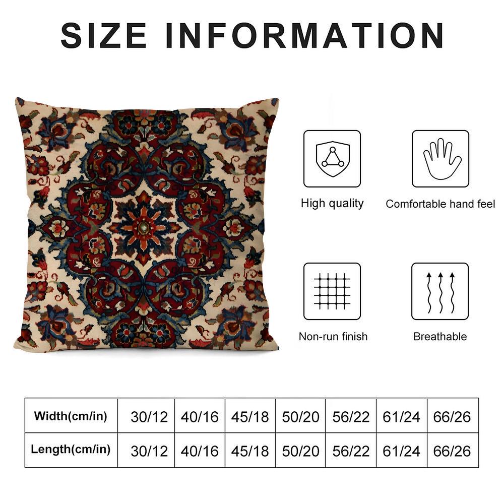 Persian Rug Pattern Cushion Cover Soft Plush Fabric Double-Sided Printed Sofa Cushion Cover For All Seasons Home Decor Gift
