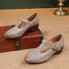 2025 Autumn Women's Genuine Leather Mary Jane T-Strap Shoes - Soft Sole, Retro French Style, Chunky Heel