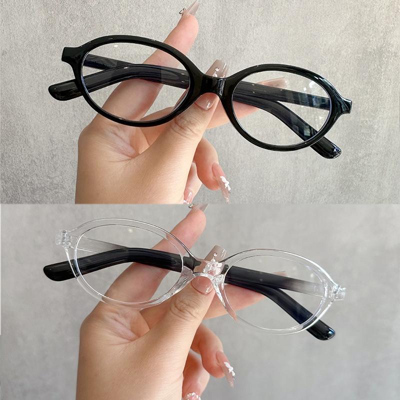 2PCS Leopard Print Oval Shaped Sun Glasses Small Size Frame Korean Vintage Plano Glasses Blue Light Blocking Full FrameChic & Light