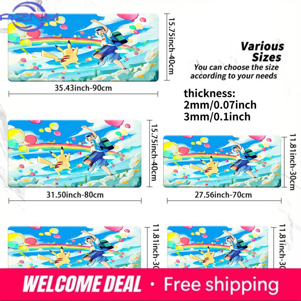 Pokemon Ash Pikachu Rainbow Gaming Mouse Pad NonSlip Desk Mat 30x80x0.2cm
