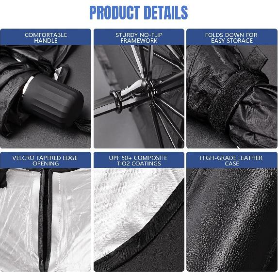 Sedan SUV Car Sun Shade For Windshield UV Rays And Heat Sun Visor Protector, Foldable Windshield Sun Shade Umbrella,Keep Car Cool,Easy To