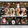 Adhesive Free Glass Ornaments Christmas Gingerbread Window Cling 2027, Static Stickers with Santa Claus Man Decals Snowman Reindeer and Snowflake for