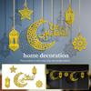Eid Mubarak Pendant Decoration Star Moon Hanging Ornament Acrylic Mirror Ramadan Kareem Home Background Muslim Party Supplies