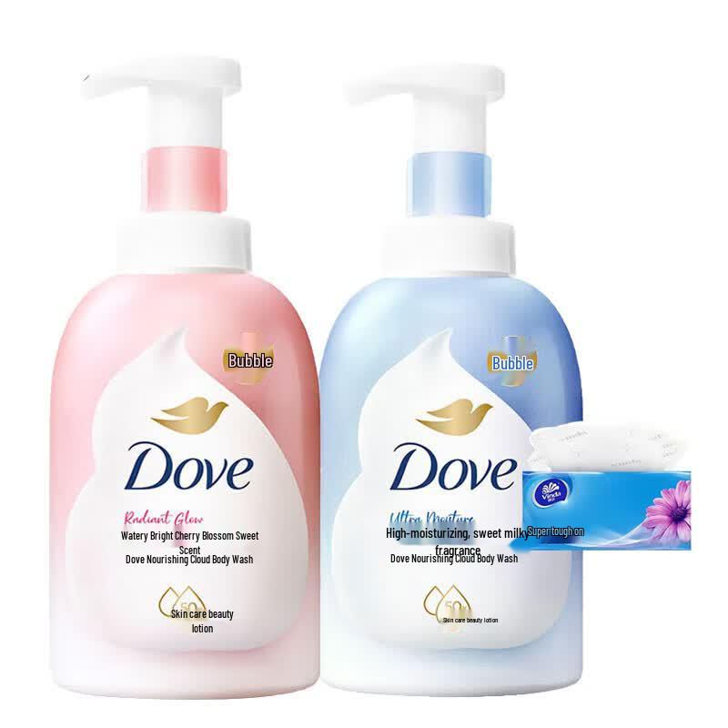 Dove Deep Clean & Cherry Blossom Body Wash Duo with Tissues
