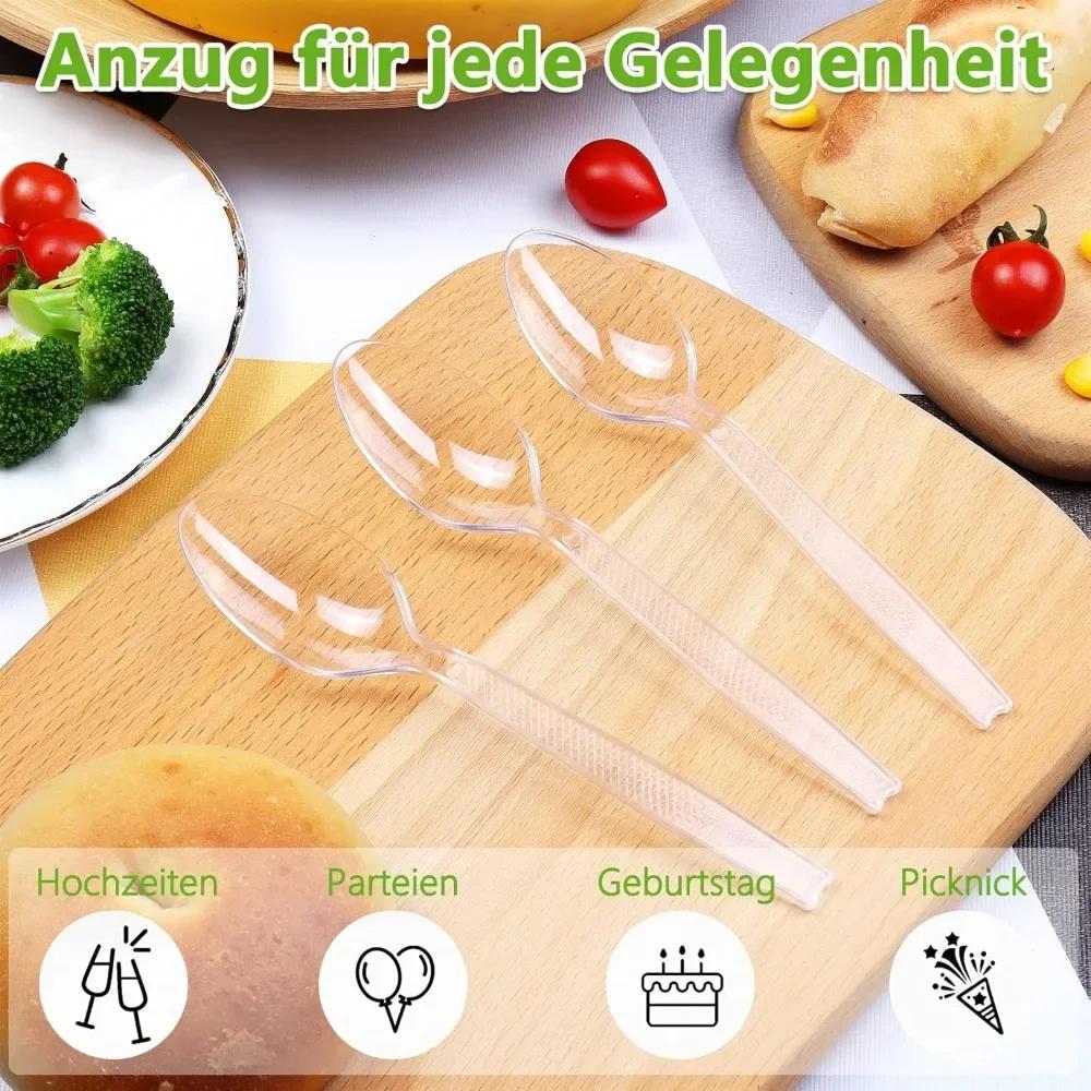 100 Stück Einweg-Plastiklöffel Plastikbesteck Klar Teelöffel Einweggeschirr für Dessert Eis Partyzubehör