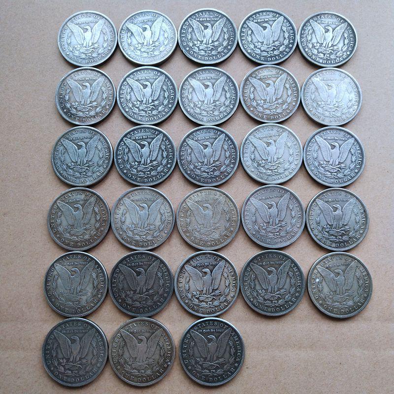 P Edition 28-Year US Morgan Antique Silver Dollar Commemorative Crafts Coin, Brass Silver-Plated Material