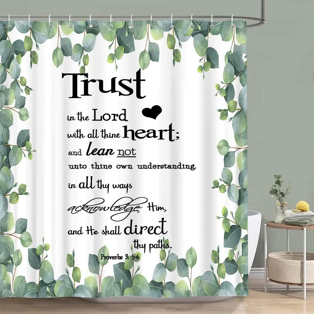 Sage Green Shower Curtain Plant Botanical Eucalyptus Leaf Watercolor Greenery Leaves Floral Bath Curtains Fabric Bathroom Decor